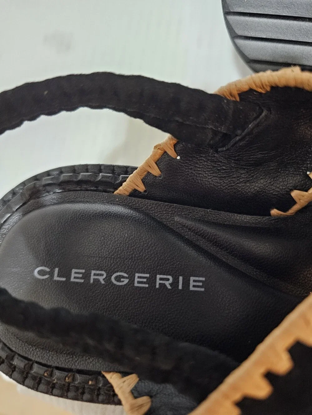 Clergerie Paris Freedom Black Suede Platform Slingback Sandals Whipstitch Sz 37